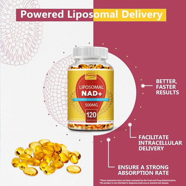 2493-45bde9.jpg Liposomal NAD+ Capsules - Anti-aging, Replenish Energy, Enhance Focus, Support Cellular Health - 120 Capsules
