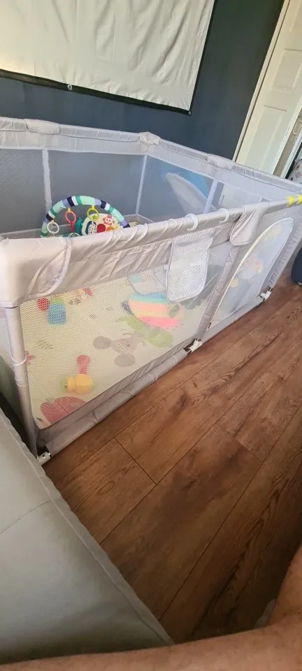 IMBABY Baby Playpen - Light Gray Play Yard with Pull Ring for Safe Play and Fun photo review