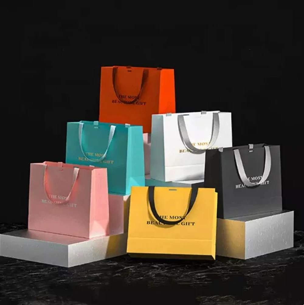 500 Pcs Custom Print Logo Boutique Small Gift Bag Luxury Clothes Retail