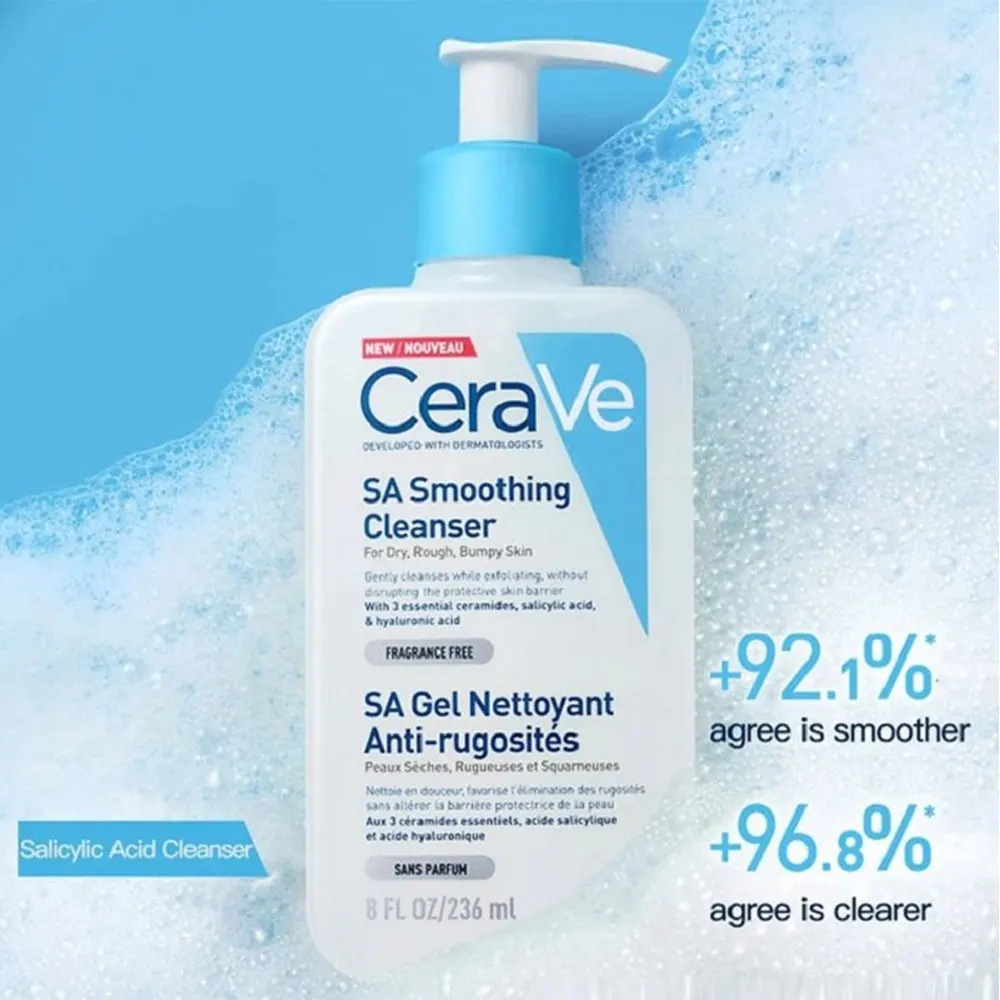 CeraVe SA Smoothing Cleanser 236ml Salicylic Acid Foam Cleansing Gel
