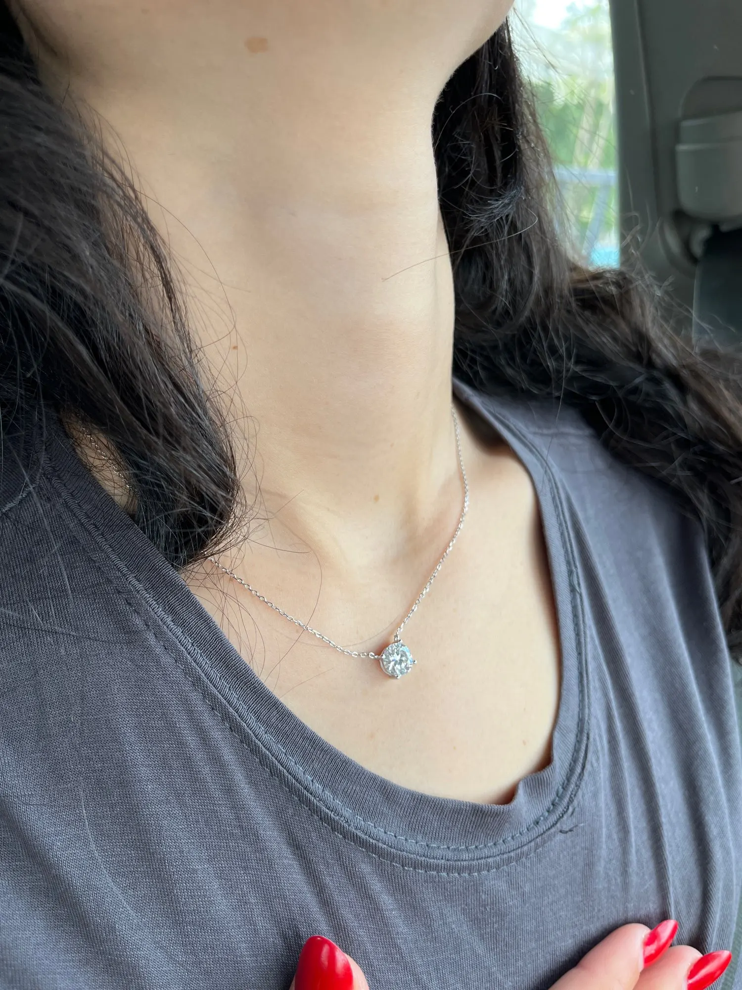 Sparkl365 Moissanite™ CLAIR de LUNE Pendant Necklace [18K White Gold over Silver S925]