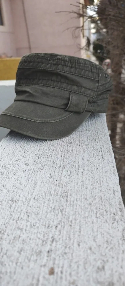 Vintage Washed Cotton Military Cadet Army Flat Top Cap