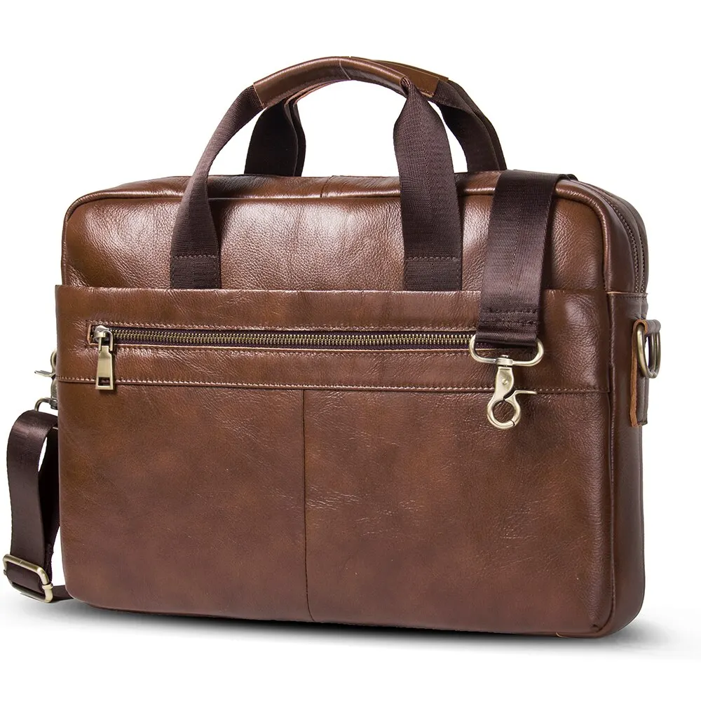 Men briefcase CONTACT'S NEW Business Genuine Leather Men Briefcase Cowhide Men's Messenger Bags For 14