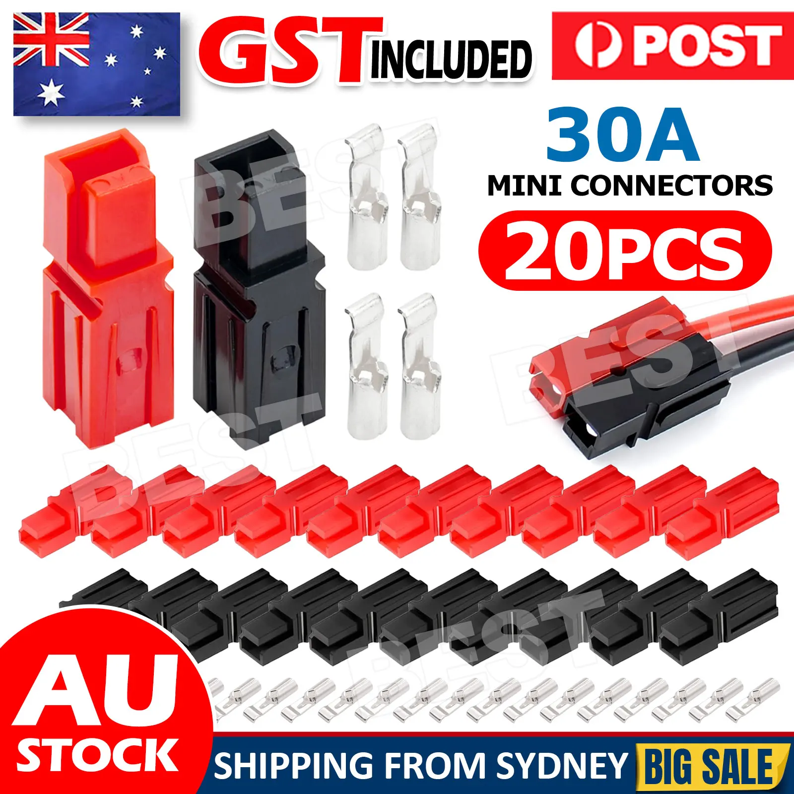 20pcs Mini Connectors For Anderson Style Plug With Red And Black Single Pole