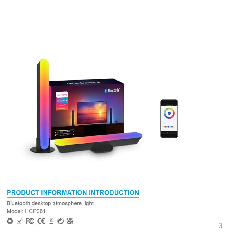 RGB Symphony LED Desktop Night Light - App Controlled Music Rhythm Atmosphere Lamp