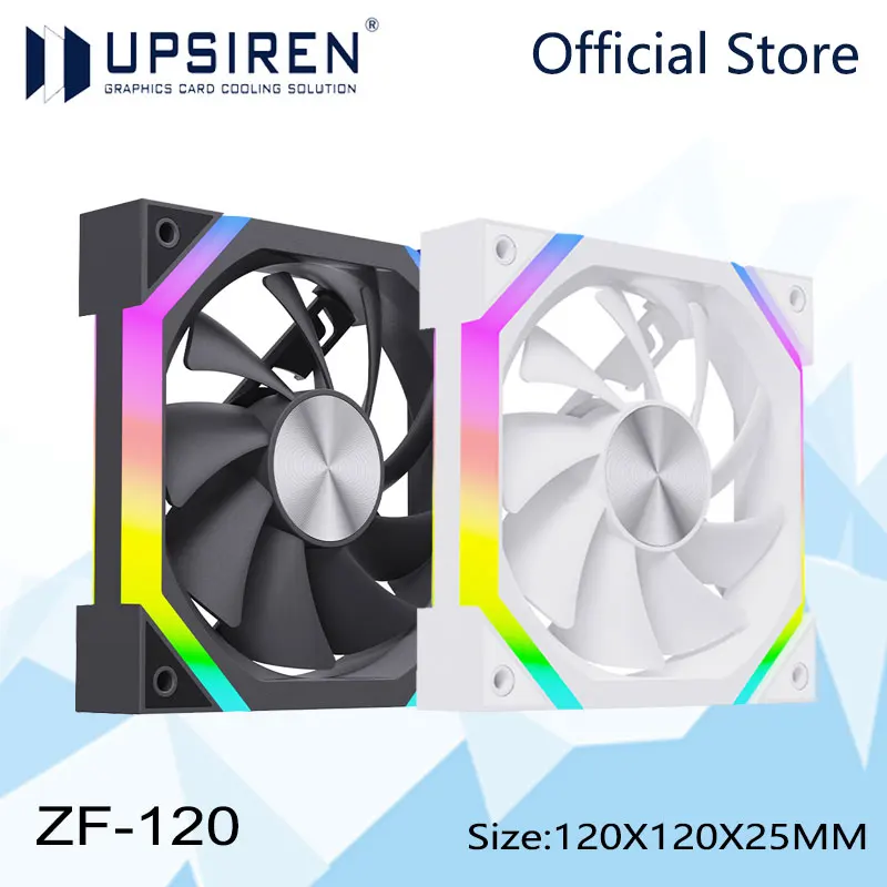 Computer Chassis Fan UPSIREN ZF-120 12cm ARGB 4 Pin PWM Quiet Cooling Fan 12V Large Air Volume 45CFM/600-1500RPM