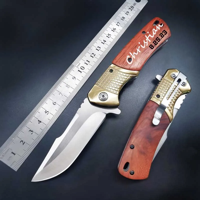 

Wooden Handle Folding Knife Outdoor Camping Folding Knife