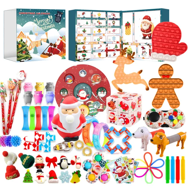 Fidget Toys Pack Set 100 Pack Anti stress Christmas Advent Calendar Antistress Relief Figet Toy Pack Box Kids Antiestres Gift