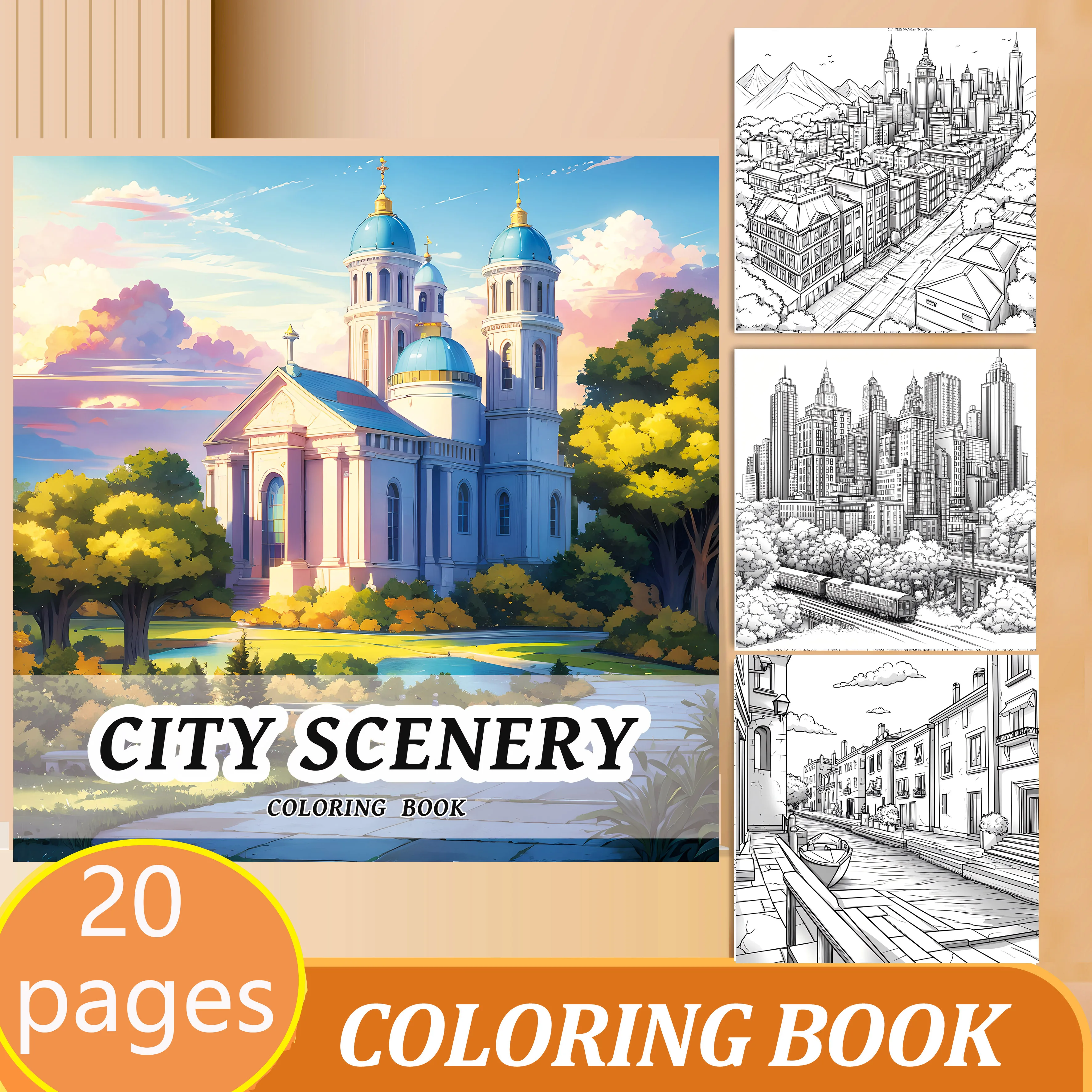 20-seitiges Baumhaus-Fantasy-Malbuch für Erwachsene mit Landschaftsmuster-Designs zur Stresslinderung und Entspannung DIY Graffiti-Malbuch – Detail 14