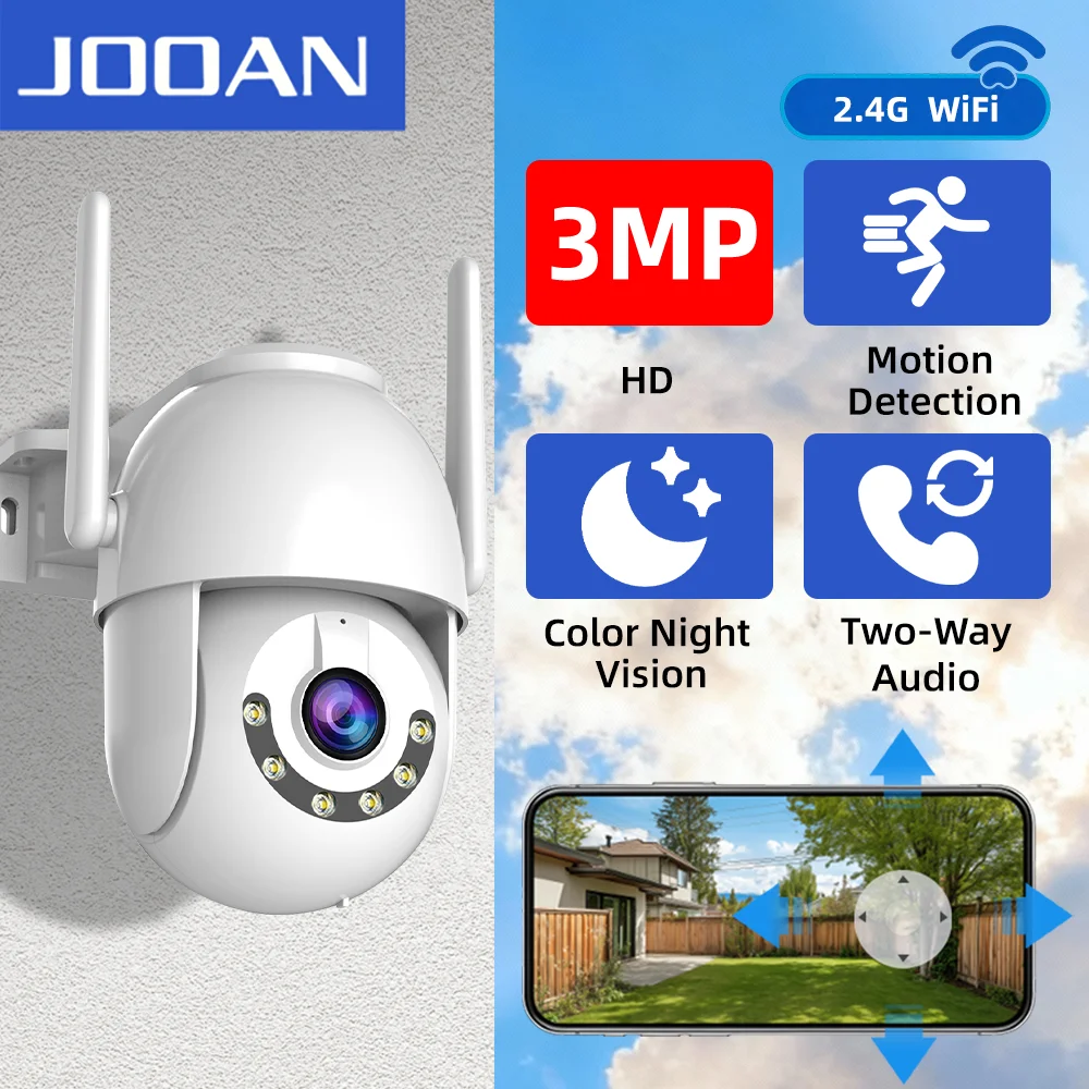 JOOAN 3MP WiFi PTZ 카메라 야외 5X 줌 자동 추적 IP 카메라 나이트 비전 CCTV 감시 카메라