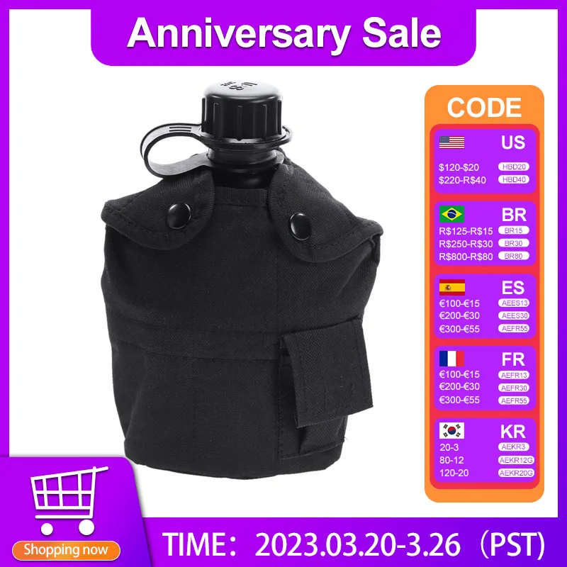 1L Camping Hiking Survival Kettle Heavy Cover Army Water Bottle