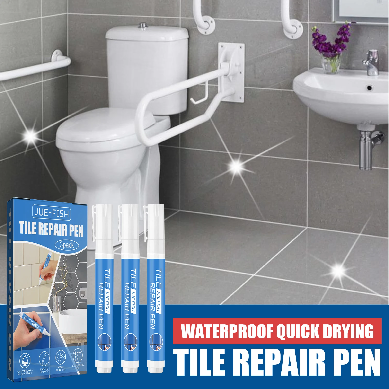 Jue-Fish Tile Repair Pen Bathroom Wall Waterproof Mildew Resistant Floor Crevices Beautifying Tile Repair Pen