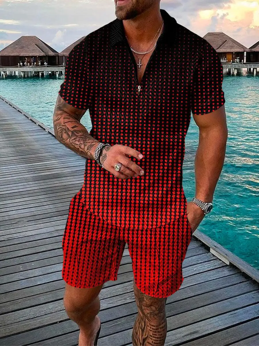 Fashion POLO Shirt + Shorts Suit Sports Casual Street Outdoor Seaside Men's Brand High Quality Plus Size New Summer 2022 S-6XL