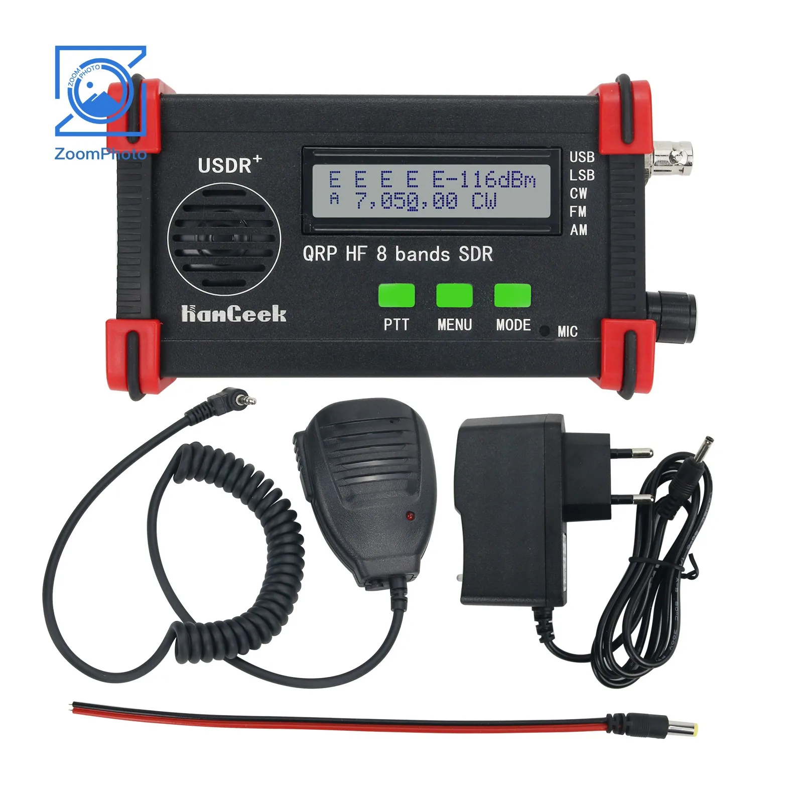 

HanGeek USDR+ 5W QRP HF 8-Band SDR Transceiver FT8 USB LSB CW FM AM HF Transceiver with Microphone