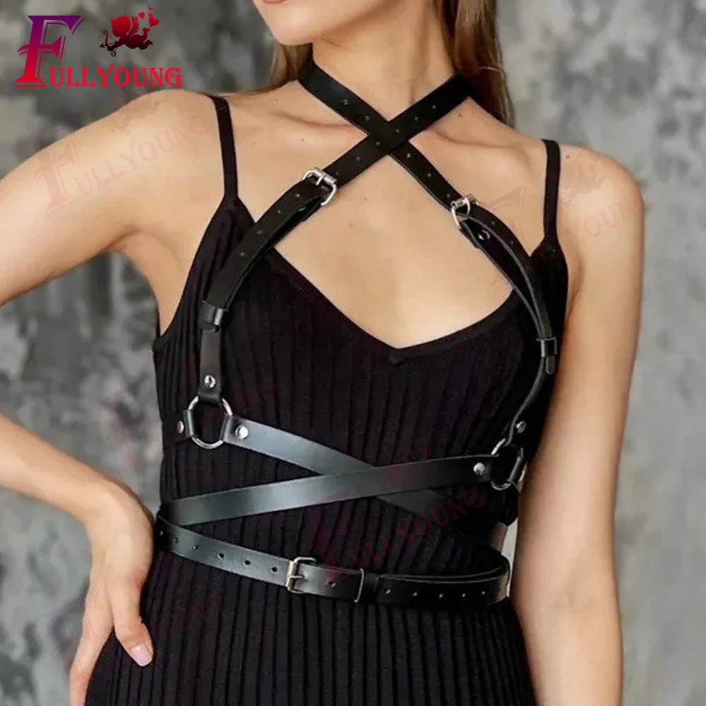 Body harness lingerie; leather harness; cage belt; BDSM accessory; bondage; woman harness