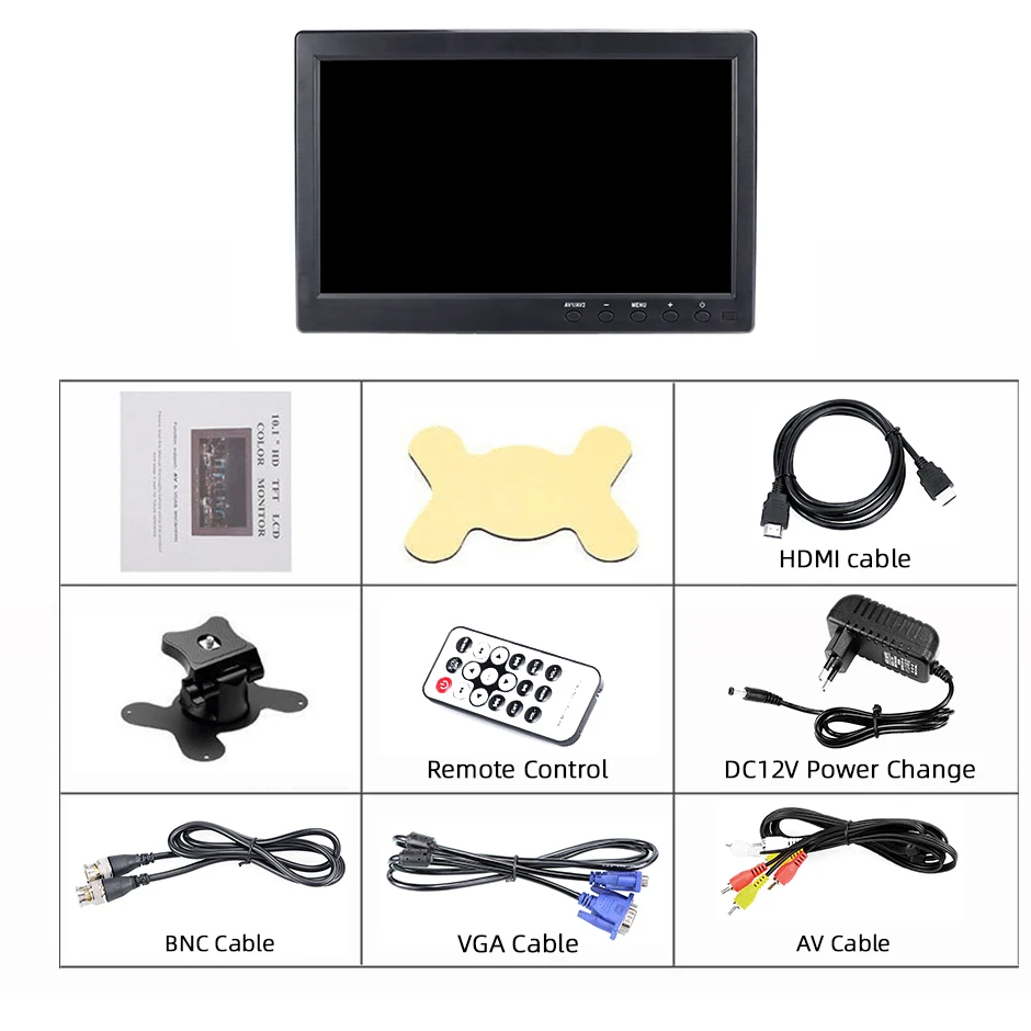 Moniteur 10.1 pouces 1024x600, écran HD TFT LED, prise en charge AV VGA  BNC, entrée vidéo USB pour CCTV DVD PC DVR avec haut-parleur - Temu Canada