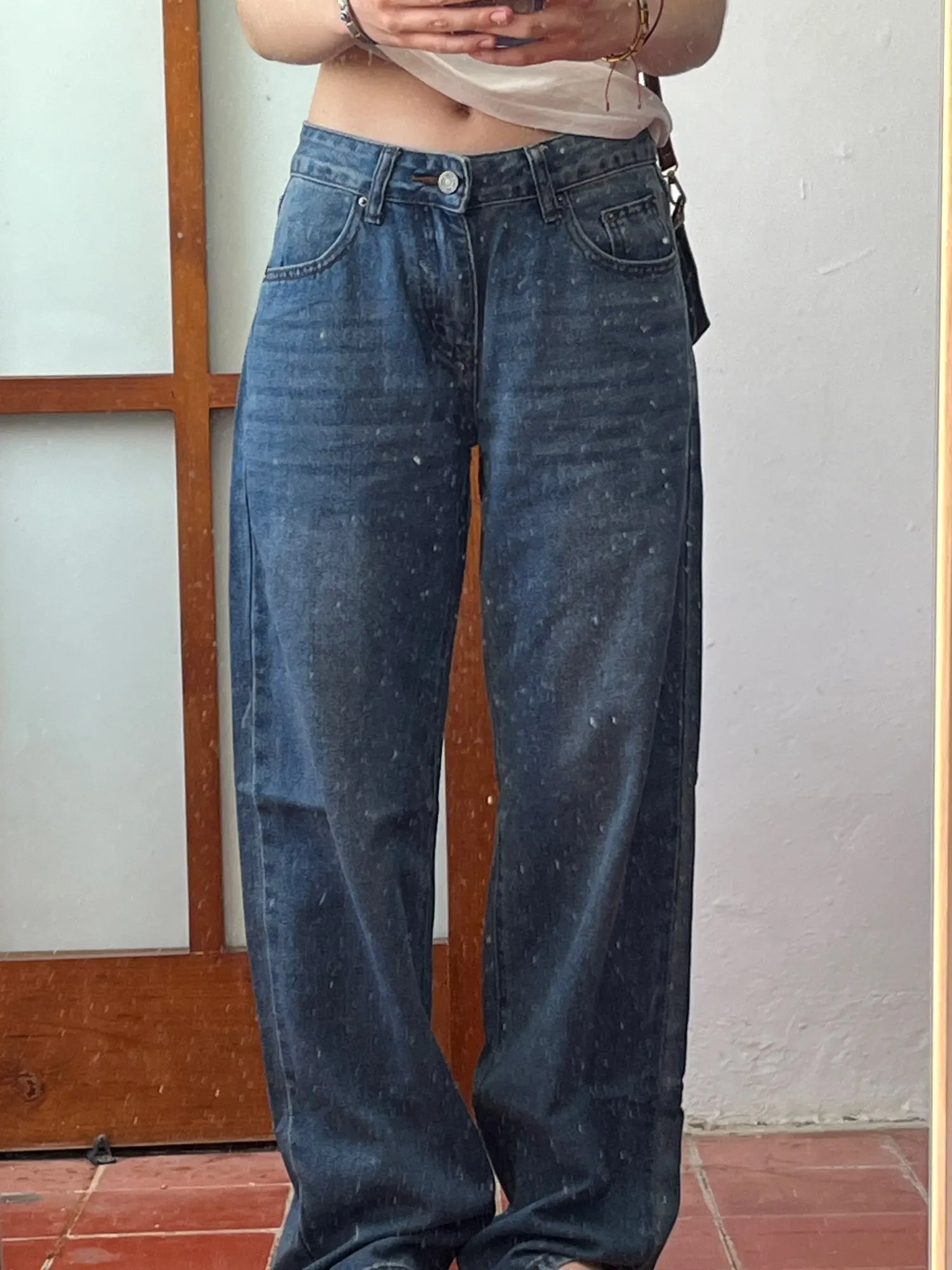 Women's Y2 K Low-Rise Baggy Jeans - Cotton Denim Straight Leg photo review