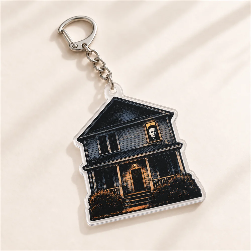 Halloween The Game Michael Myers Acrylic Keychain Accessories Bag Charm Retro Horror Keyrings Pendant Gift for Fans Friends