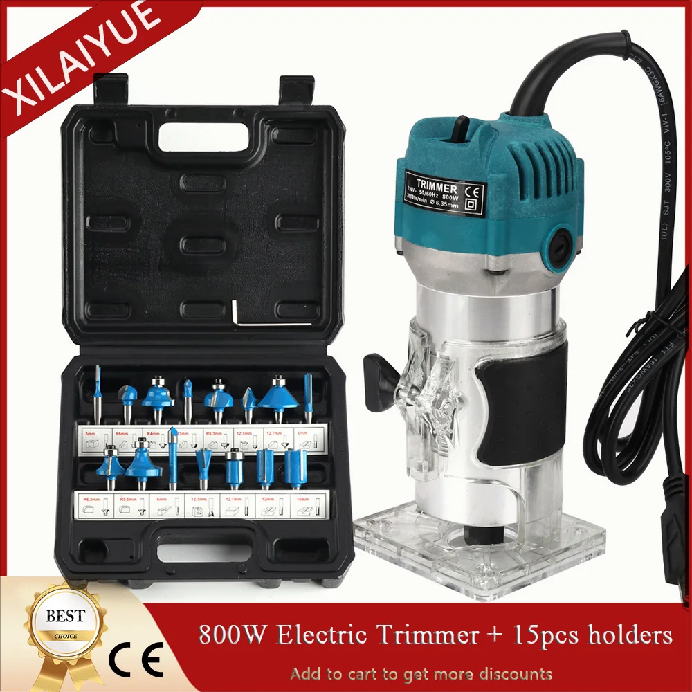 Wood Router Machine Electric Trimmer 800W 30000rpm Woodworking Hand DIY Milling Carving Engraving Power Tools Mill Cutter