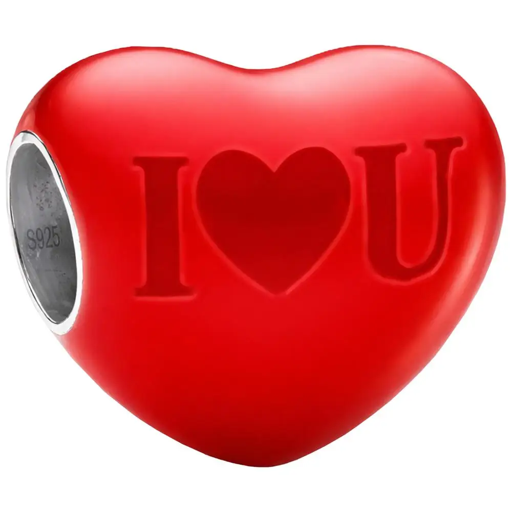 Charm Corazón Termocrómico, MXXVY, Plata S925 Chapa, Separador, Termocrómico, Corazón, Rojo/Plata, Caja Blanca 4x4cm.