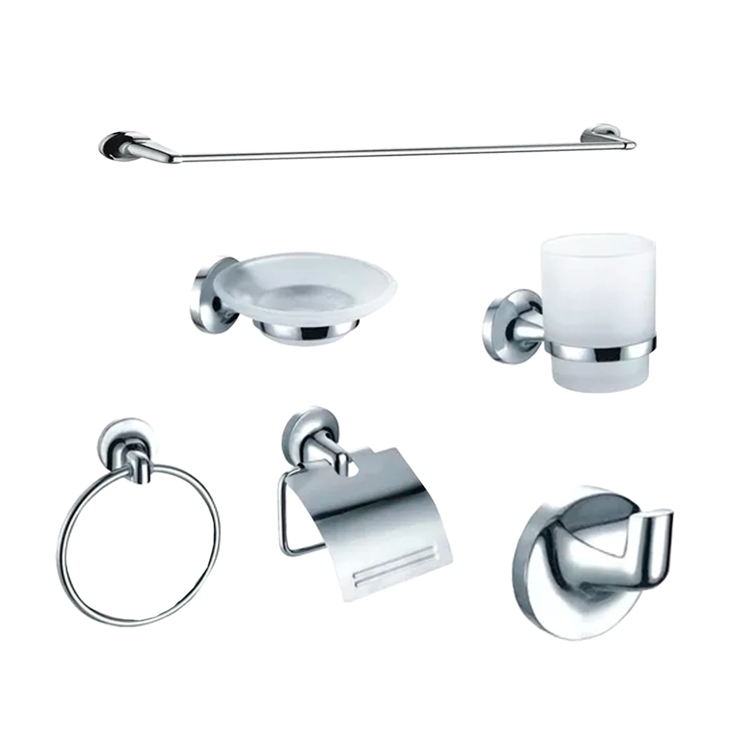 Ensemble de salle de bain en acier inoxydable et zinc, métal chromé, 6 pièces