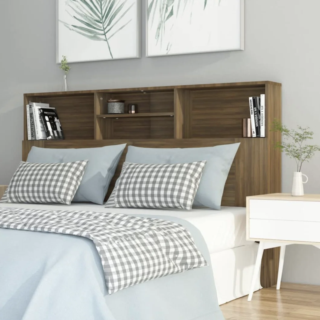 Mueble cabecero de cama marrón roble 160 cm, cabecero de dormitorio, mueble  moderno de habitacion, cabecero con estantes, mueble organizador mueble de  dormitorio para cama mueble moderno cabecero de madera - AliExpress