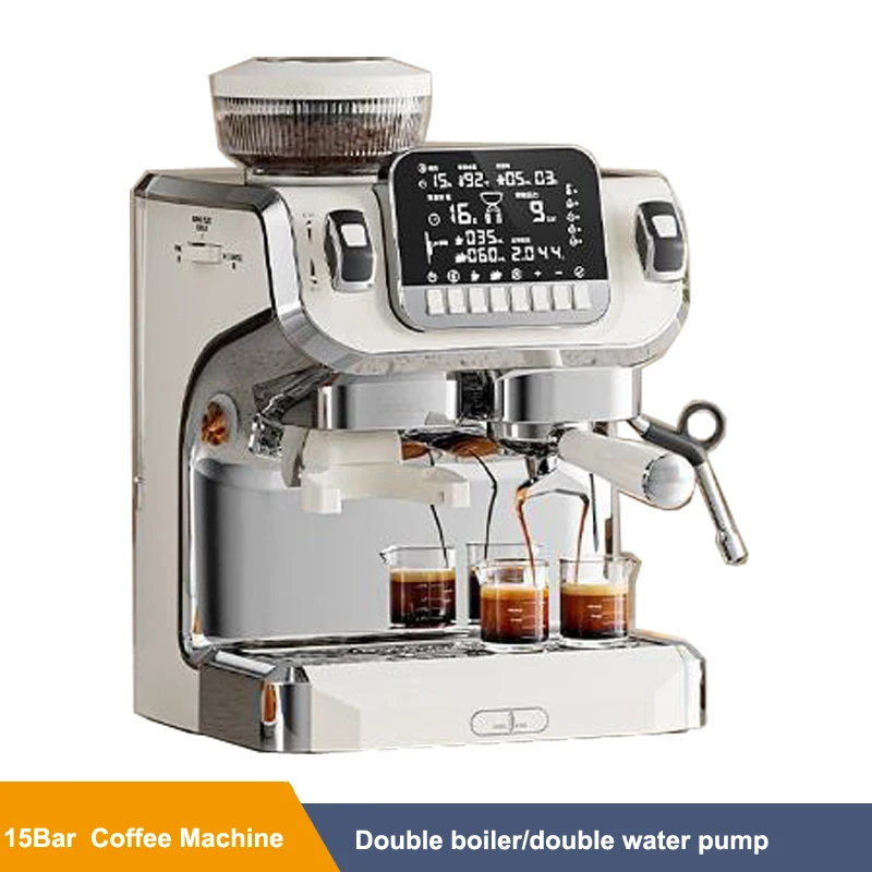 15bar Italian Electric Espresso Coffee Maker Pump Pressure Semi-automatic Milk Foam Grinding Integrated Coffee Machine Grinder 6
