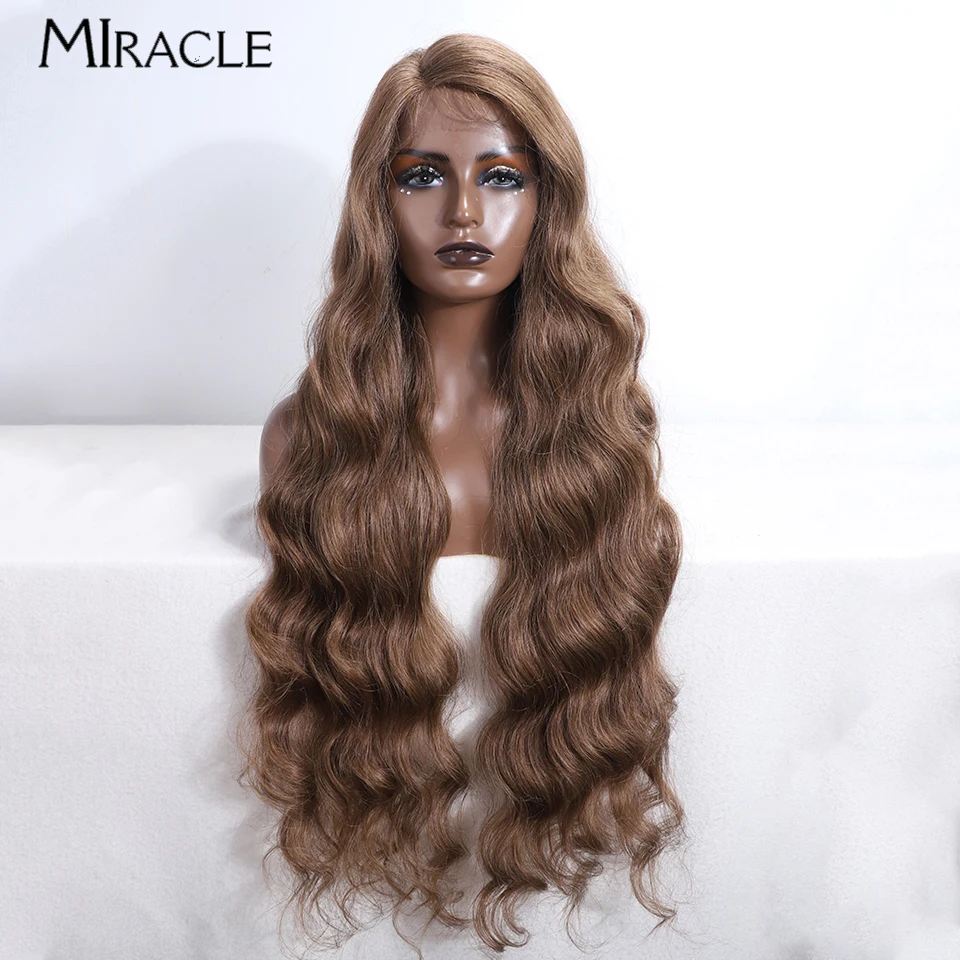 

MIRACLE 36 Inch Synthetic Wig for Women Long Wavy Deep Loose Wave Lace Front Wigs Ginger Blue Blonde Wigs Side Part Cosplay Wig
