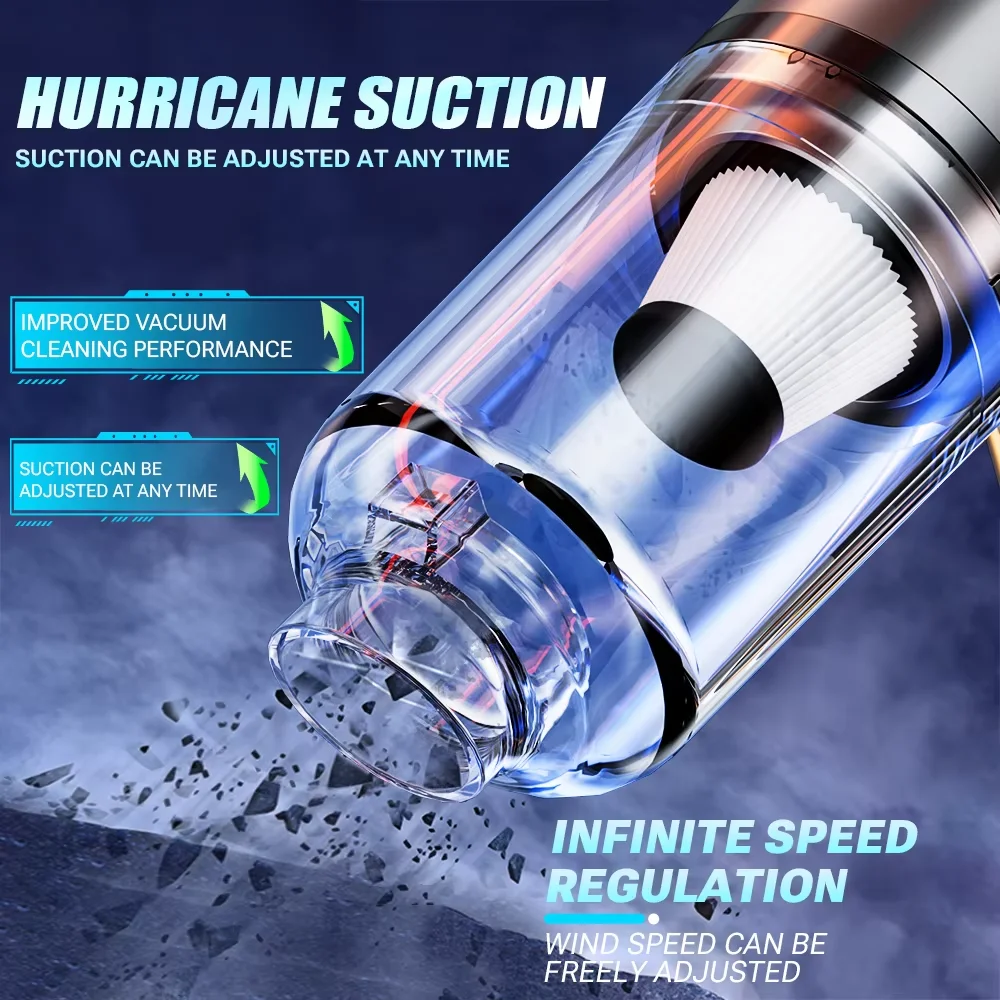 SZUK 148000PA Car Vacuum Cleaner Mini Powerful Cleaning Machine Strong Suction Handheld for Car Wireless Portable Home Appliance 2