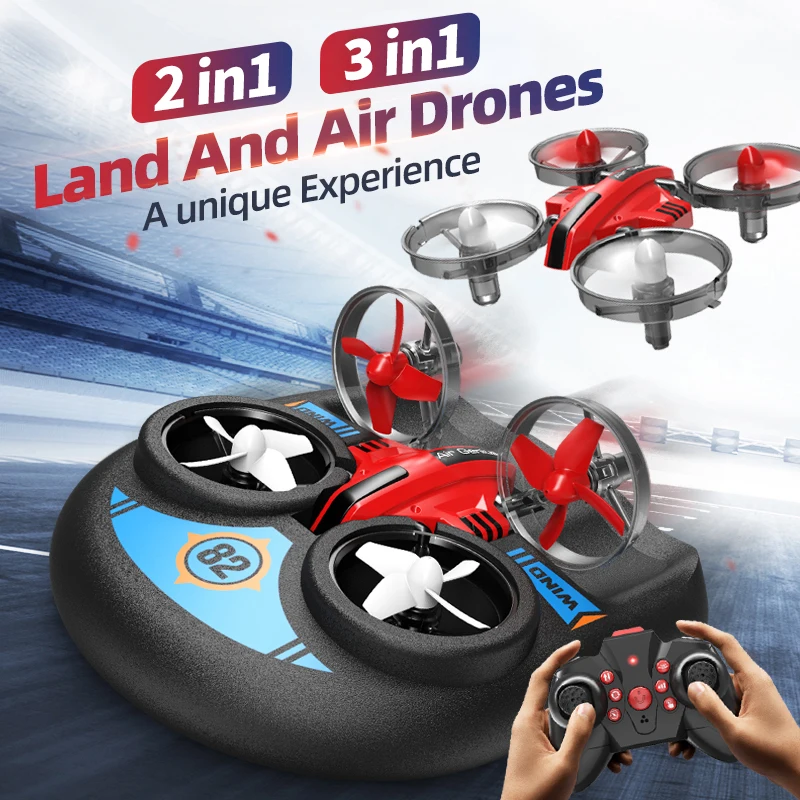 

3 in 1 DIY Mini Drones Land Air 2 in 1 RC Drone Aircraft Toys RC Plane 2.4Ghz Remote Control Kids Toys Children Gifts COOLBANK