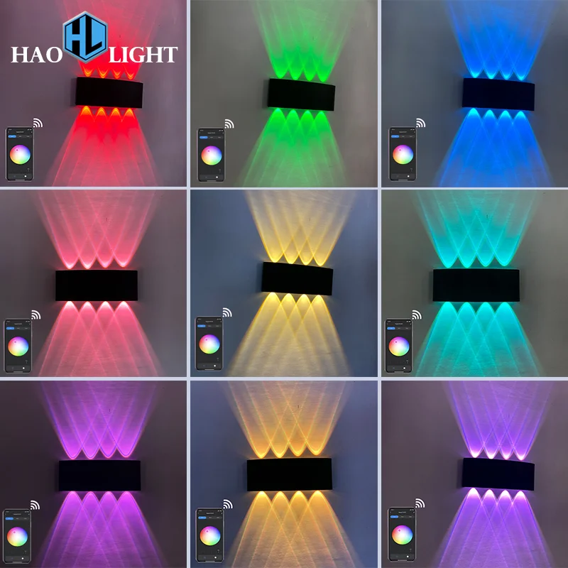 

6/8W LED Wall light 9W RGBW APP control Home Door frame Corridor Balcony Garage Hotel Up Down Lighting IP65 Waterproof Wall Lamp