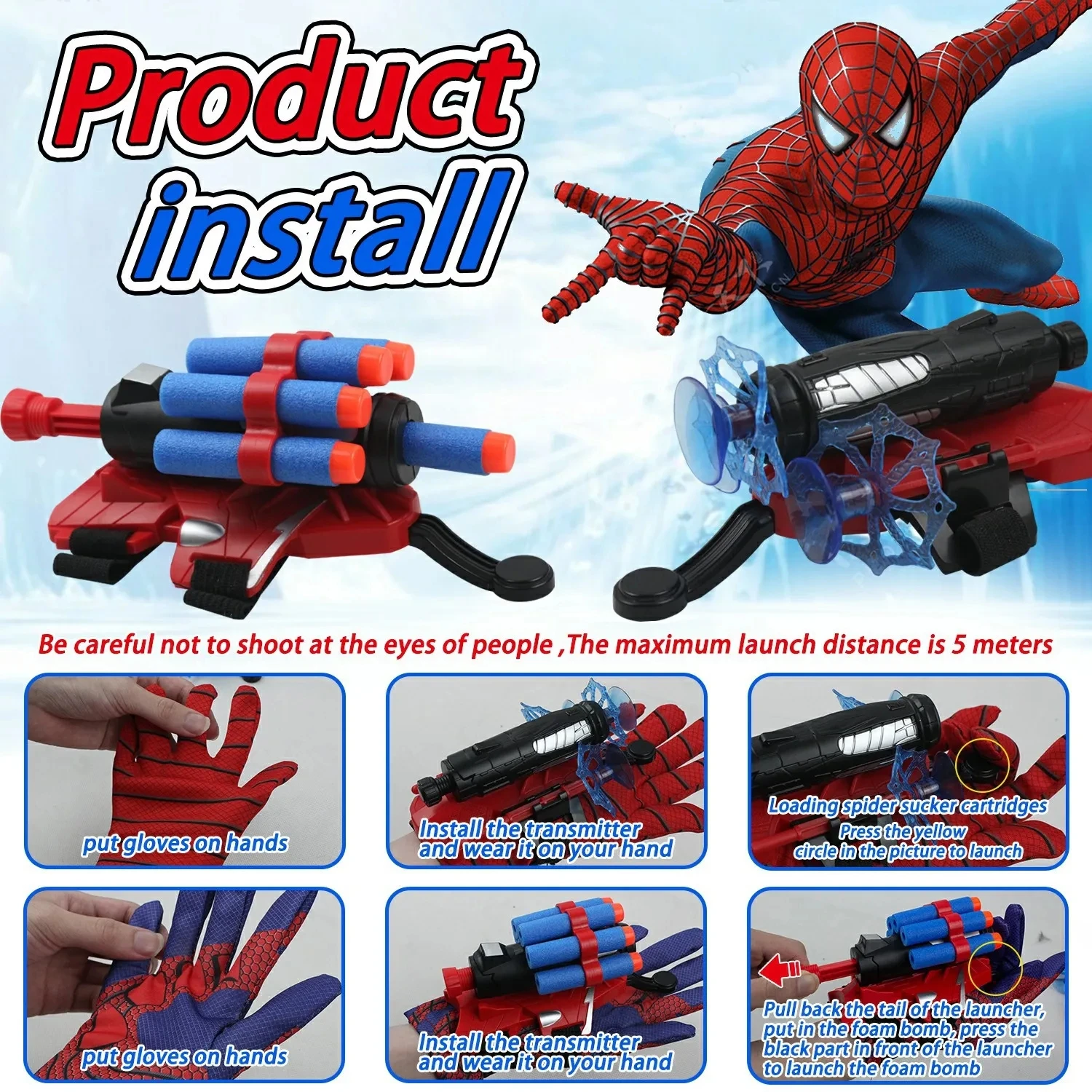 Spider-man Gants Spider-man Shooter Blaster Launcher Jouet Spider