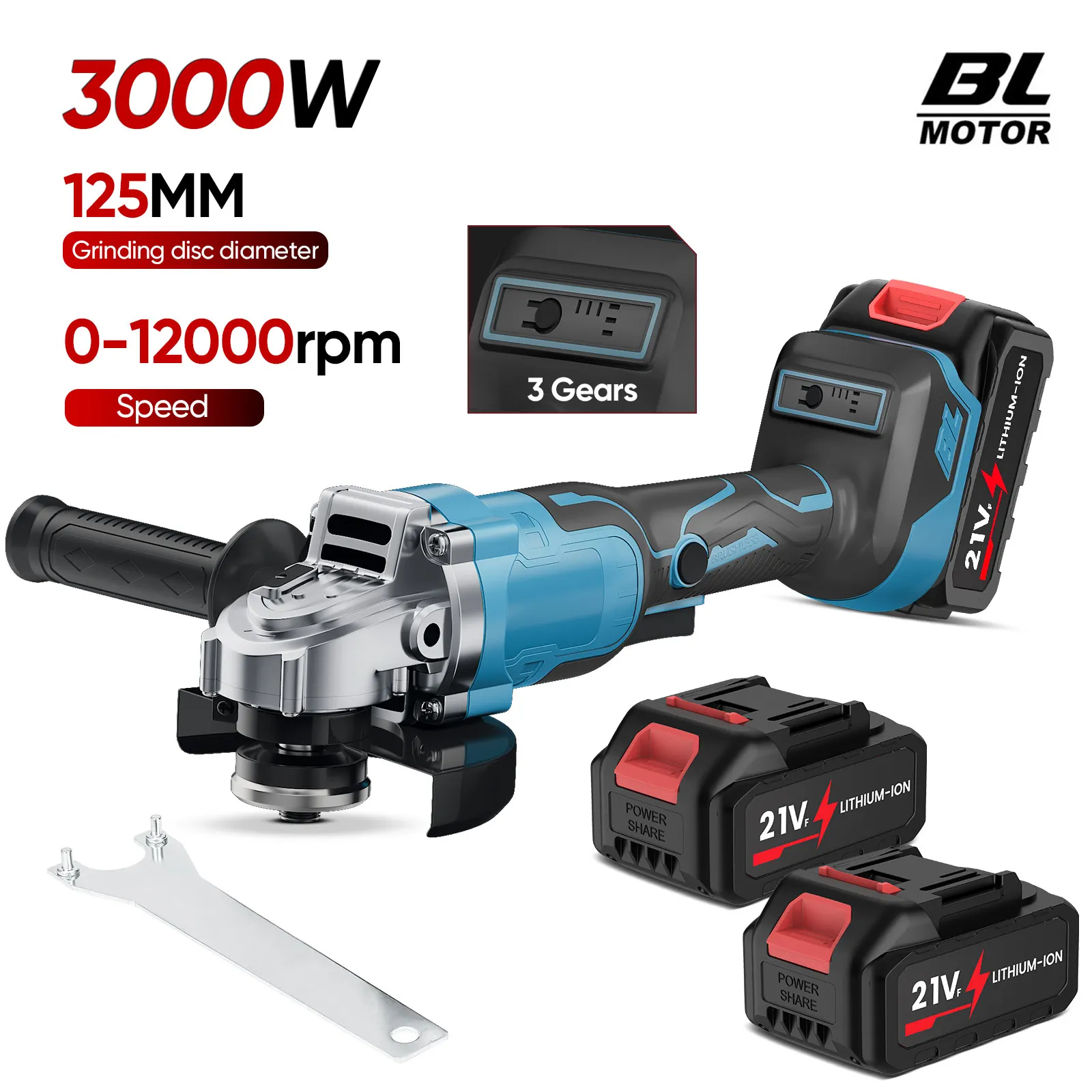 Meuleuse d'angle électrique sans balais à 3 vitesses, taille de disque 125 mm, outil de coupe sans fil rechargeable, équipement de polissage robuste pour le bois et l'élimination de la rouille, entièrement compatible avec la batterie Makita 18 V, idéal pour l'atelier, la construction et la rénovation 1 Meuleuse d'angle électrique sans balais à 3 vitesses, taille de disque 125 mm, outil de coupe sans fil rechargeable, équipement de polissage robuste pour le bois et l'élimination de la rouille, entièrement compatible avec la batterie Makita 18 V, idéal pour l'atelier, la construction et la rénovation 1