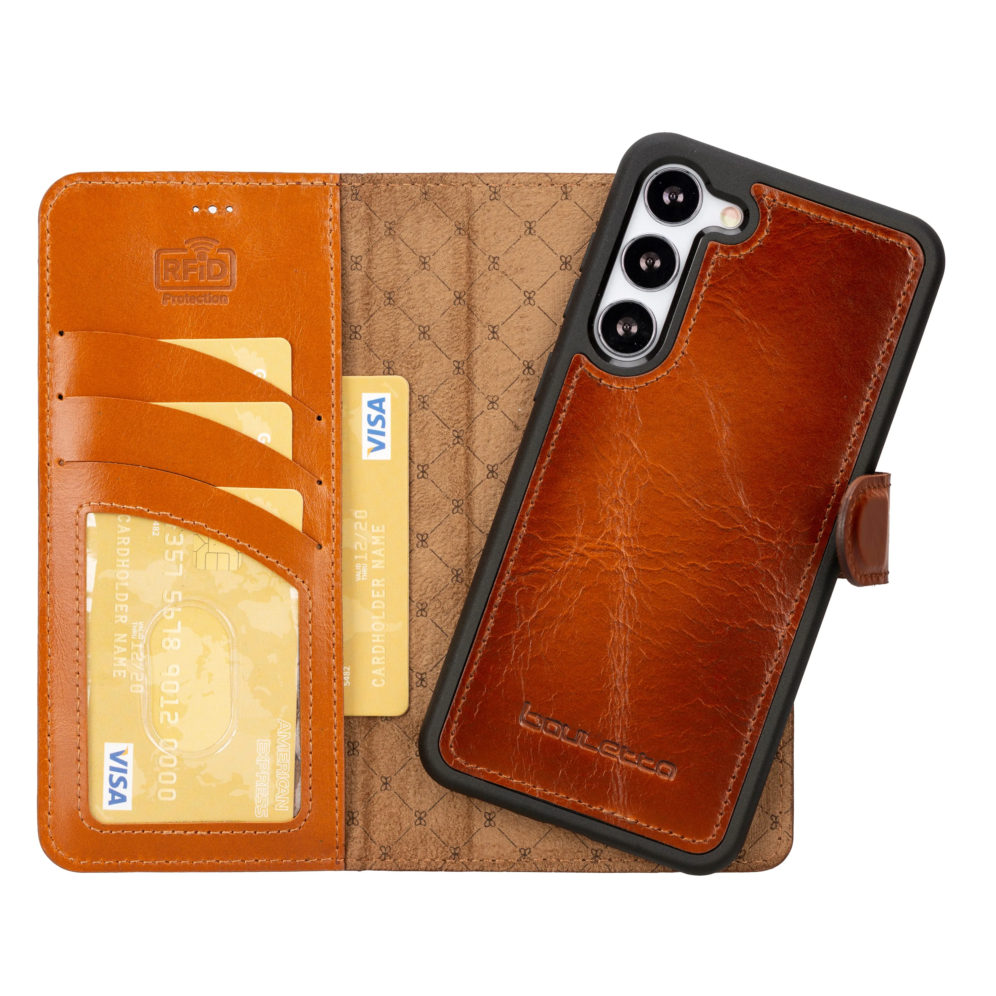 

Genuine Leather Handmade Magnetic Wallet Phone Case for Samsung Galaxy S23 Plus Rfid and Wireless Compatible with CardHolder