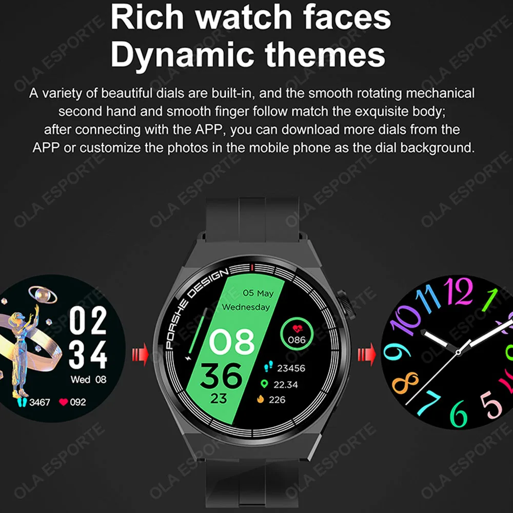 2024 GT3  Ʈ ġ  AMOLED 360x360 HD ũ ɹڼ  ȭ,  Ʈġ, ȵ̵ IOS, ǰ
