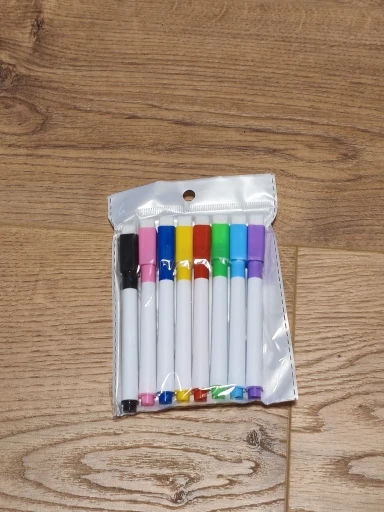8 unids/set punta de bala 11,3*1 cm tamaño pequeño sin pizarra magnética marcadores de borrado en seco, 8 colores * 1 Uds bolígrafo magnético photo review