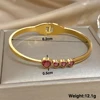 Elegant Pink Heart Rhinestone Stainless Steel Open Spring Bangle for Women Golden Waterproof Cuff Bracelet Festival Jewelry Gift 6