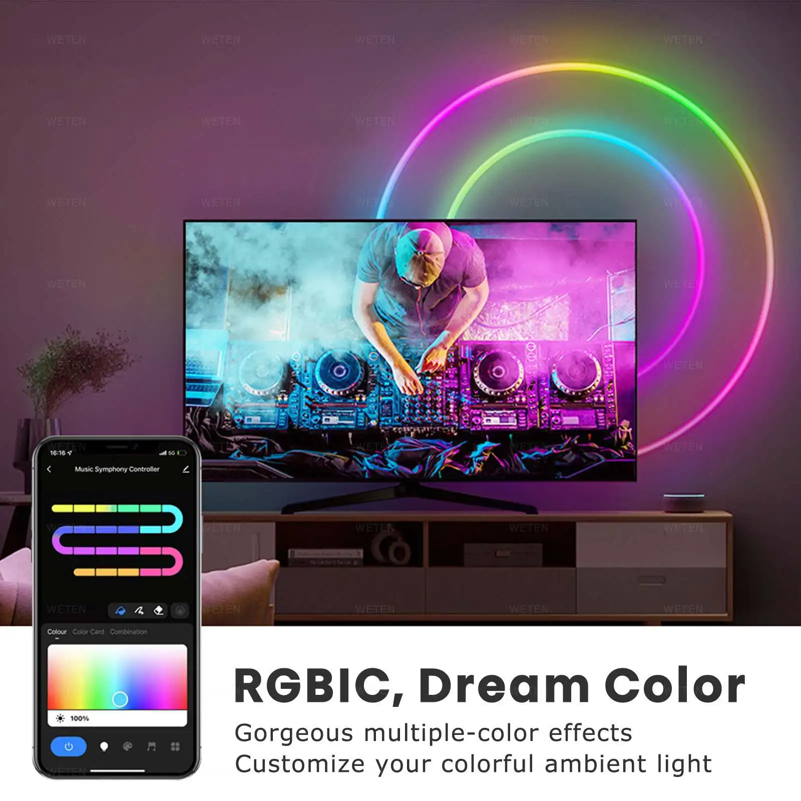 Tuya Smart Wifi Tubo Neon Rgb Flexível Fita Led Fita Rgb Endereçável Lâmpada de Decoração Ambiente Ws2811 Alexa Google Home - Image 2