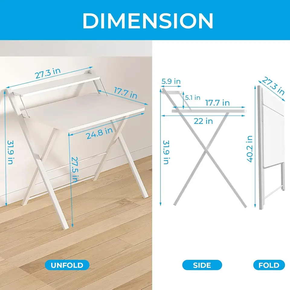 Compact Foldable Computer Desk with Shelf