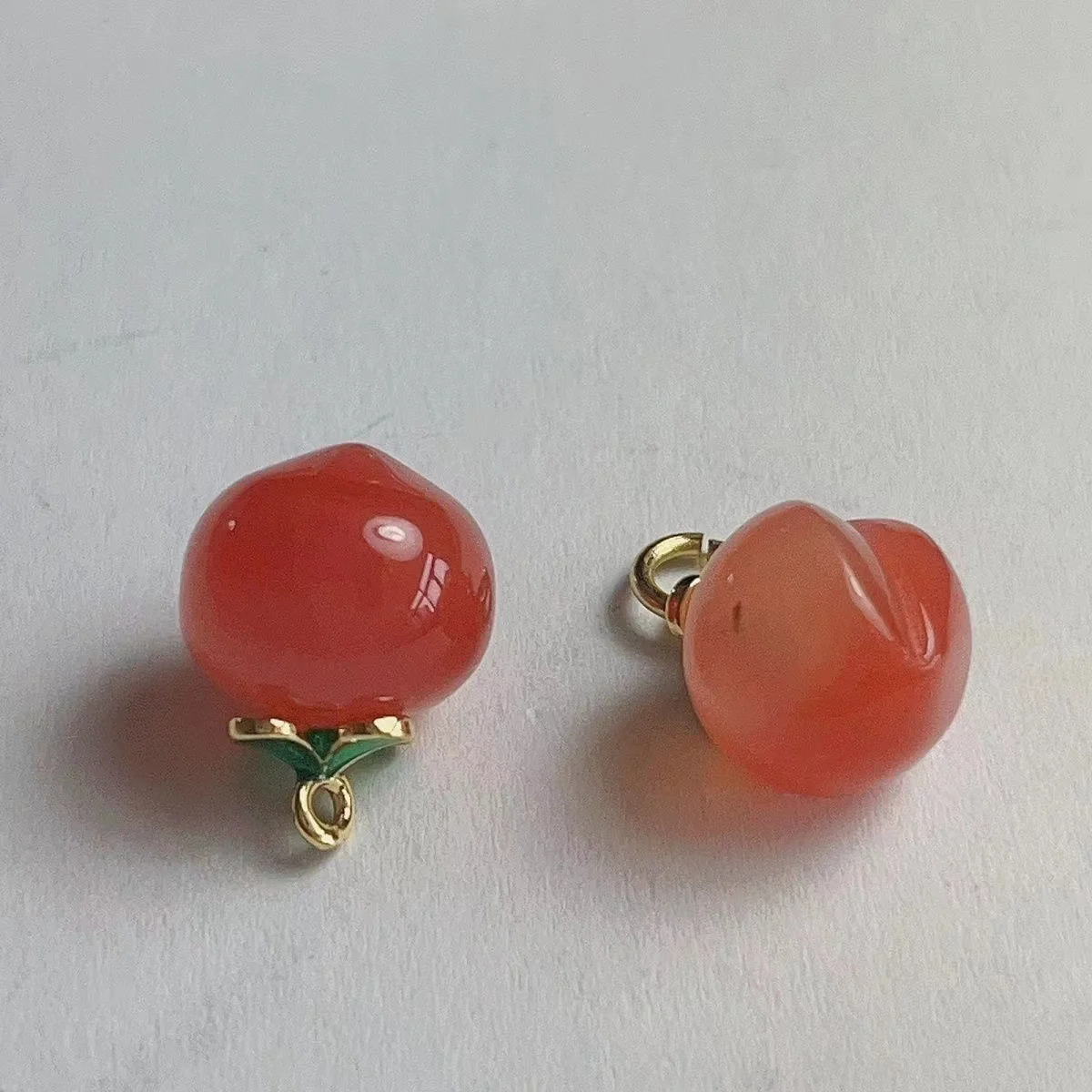 SG09 5pcs/lot Transparent Pink Honey Peach Resin Charms Jewelry Making DIY Bracelet Necklace Decorate Beads Accessories