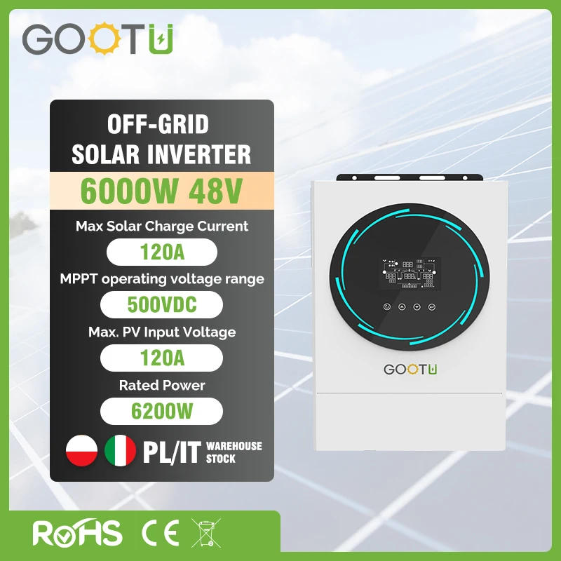 Gootu 48V 6000W Inverter Solare Off-Grid 120A Pure Sine 500Vdc Mppt Regolatore Di Carica Solare Per Pannello Solare Generatore