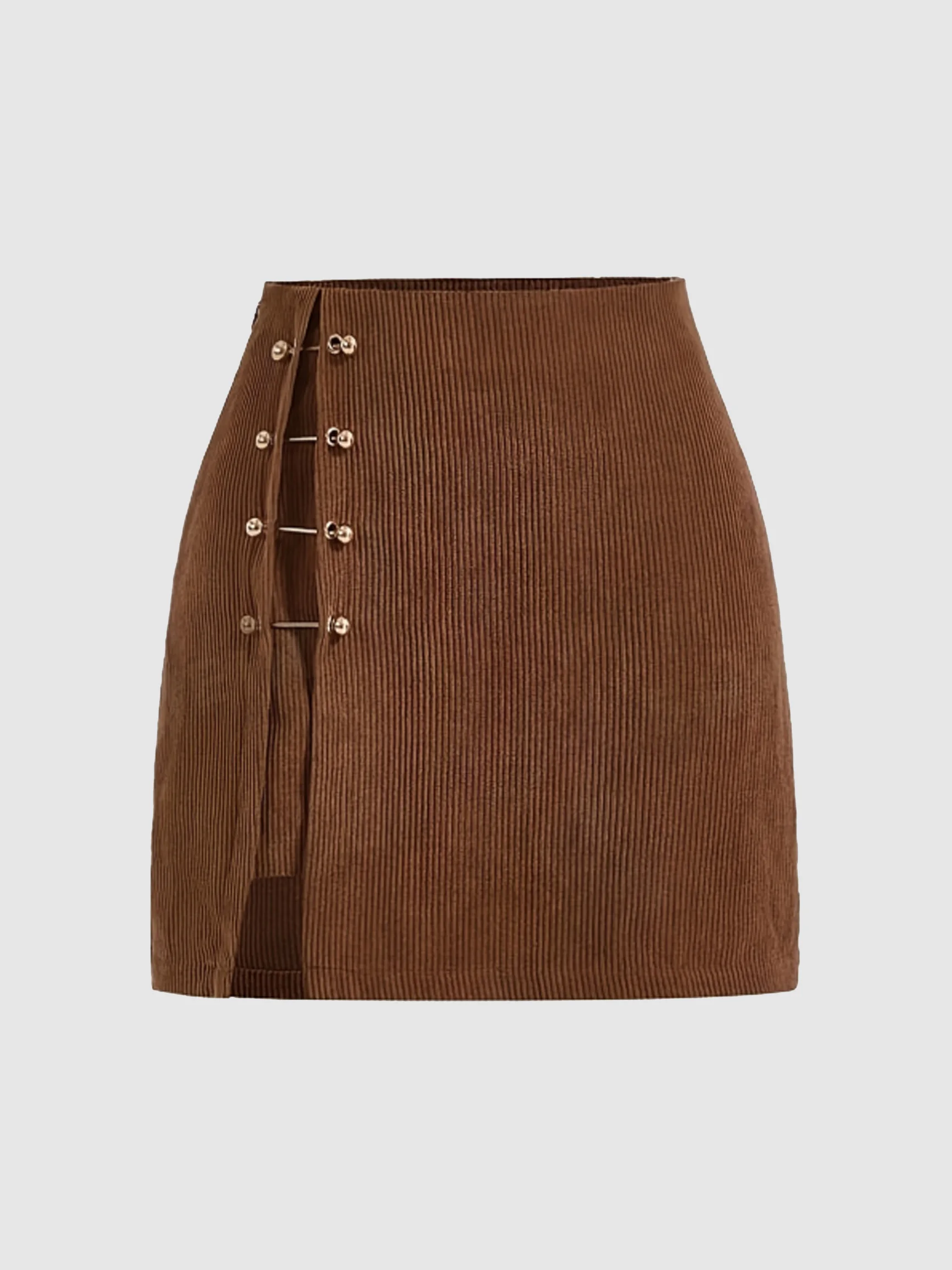 Women's Metal Embellished Asymmetric Hem Midi Skirt, Zipper Closure Slimming Elegant Versatile Casual Daily Commute Outfit 1