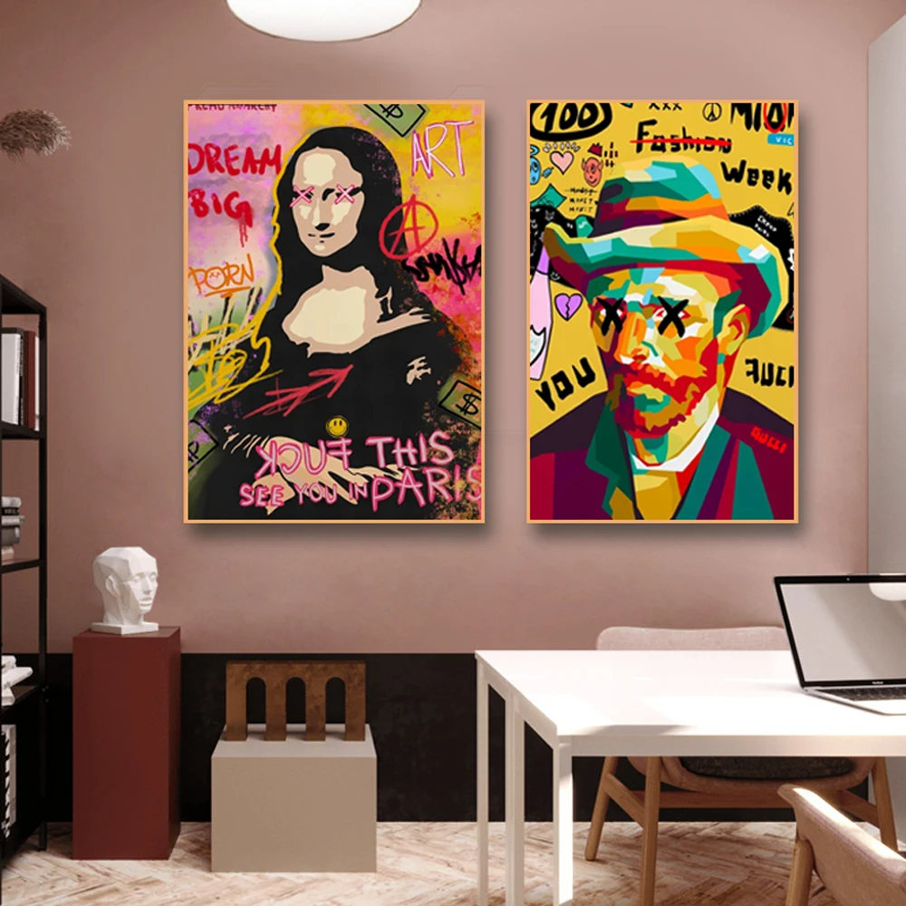 

Modern Famous Street Graffiti Art Mona Lisa Pop Art Poster Wall Art Canvas Painting Painting Living Room porch Decor Paints Gift