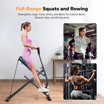 MERACH Squat Machine 2in1 Squat Rowing Machine Easy Setup Foldable Exercise Equipment Glute Trainer Machine Glutes Leg Home Fit 2