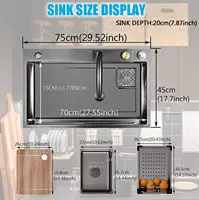 Nano Black Flying Rain Drop In Stainless Steel Watefall Kitchen Sink Single Bowl with Pull Down Faucet Se 2
