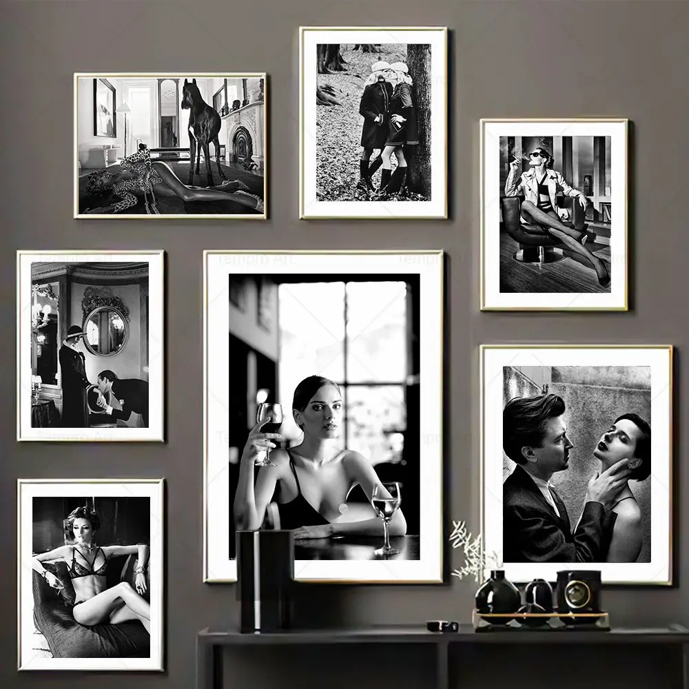 

Helmut Newton Poster Black White Fashion Photography Print Sexy Woman Canvas Painting Wall Art Pictures Living Room Home Decor