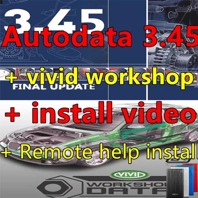 Najnowsza wersja Autodata 3.45 i vivid workshop 10.2 naprawa samochodów oprogramowanie + zainstaluj przewodnik wideo + zdalna instalacja pomoc vivid softw