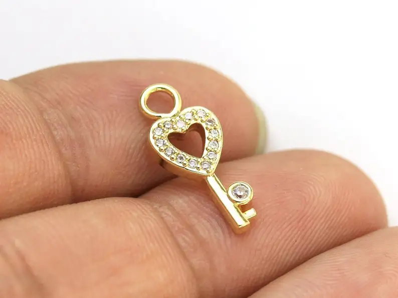 

6 шт. подвески для сережек, подвеска для Золотого ключа к моему сердцу, покрытие из настоящего золота, аксессуары для сережек, подвески для сережек, изготовление ювелирных изделий G1004