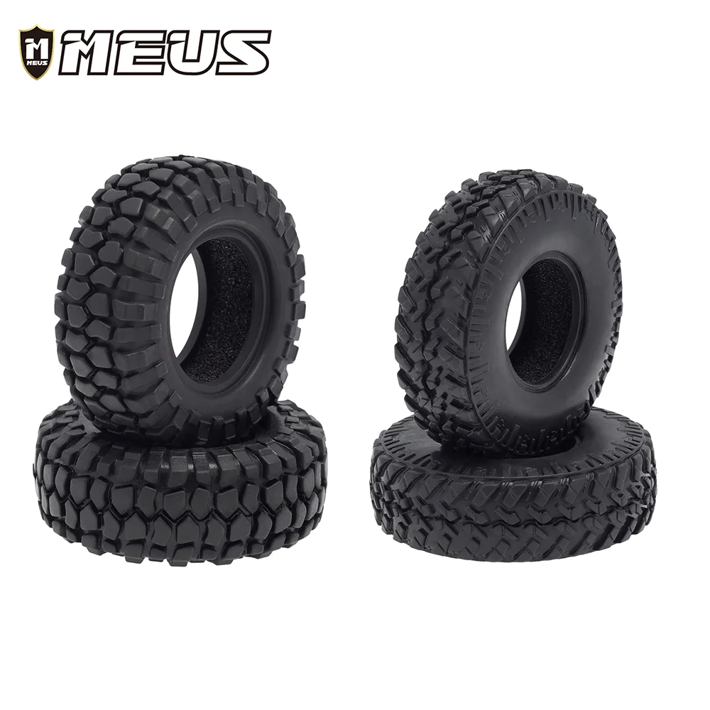 MEUS 4pcs 1.0" Rubber Wheel Tires with Sponge for Axial SCX24 Deadbolt