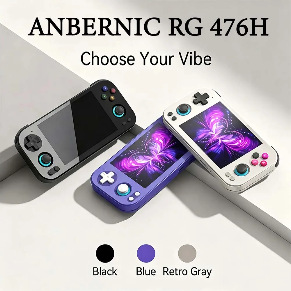 ANBERNIC RG 476H Console Portatile Android a Schermo Intero, Supporta Giochi PSP, Arcade, GBA (2 Giocatori), DC; Collegabile alla TV